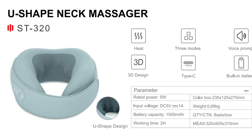 U-shaped Massage Pillow Portable Neck Massager